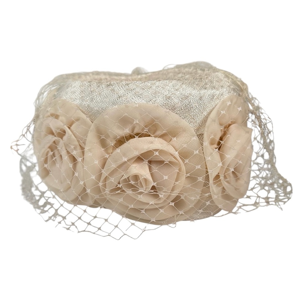 VINTAGE 1940’s Floral Organza Pillbox Fascinator